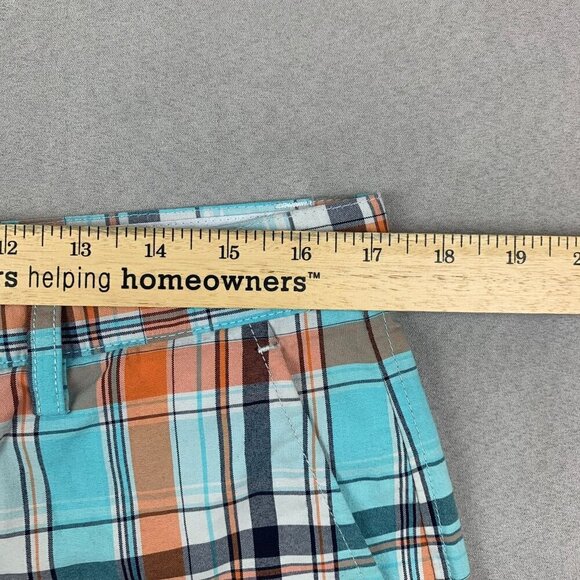 FootJoy Mens Shorts 34 Blue Orange Plaid Chino Golf 10" Inseam Nylon Polyester - Picture 4 of 10